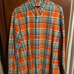 Ralph Lauren Polo XL sport shirt in orange plaid. Very unique color way.